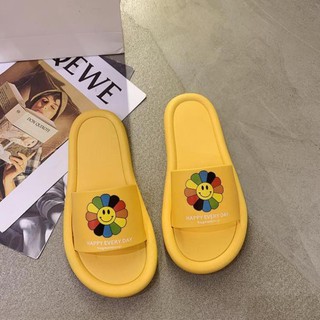 Dép lê quai ngang in hoa mặt trời - Dép ulzzang thời trang unisex chống trơn trượt