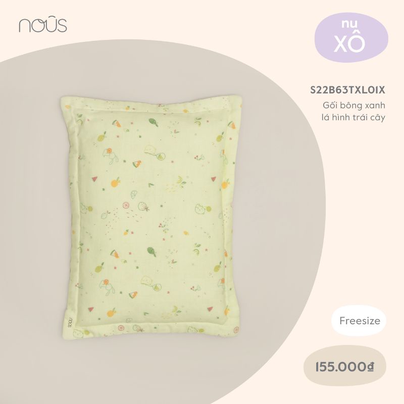 Gối cho bé sơ sinh Nous - Chất liệu Nu Bông họa tiết mây họa tiết kích thước 45x30x3(cm)