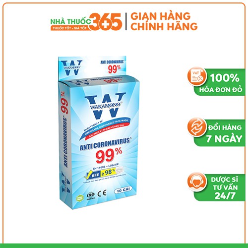 Khẩu trang y tế 4 lớp Wakanono - Hộp 10 cái