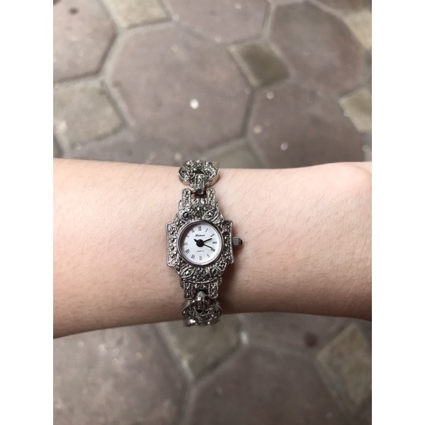 Đồng hồ nữ Lanue bạc thái gắn đá Marcasite hàng si nhật