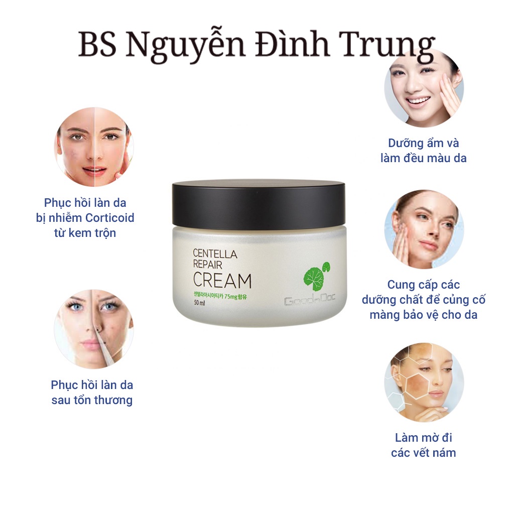 Kem Dưỡng Phục Hồi Da Rau Má GoodnDoc Centella Repair Cream 50ml - BS Nguyễn Đình Trung