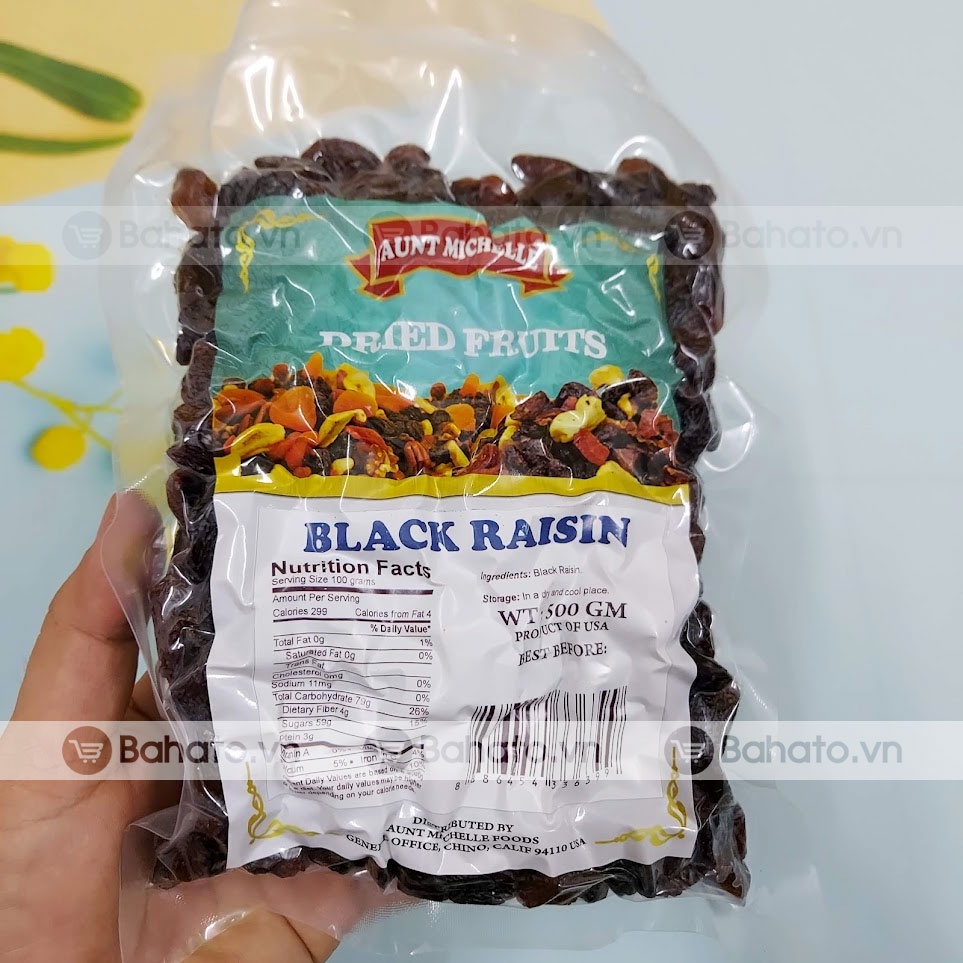 Nho khô đen Mỹ (Black Raisin) Aunt Michelle gói 500g