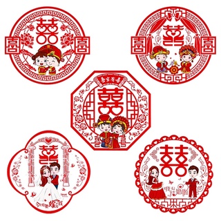 Decal tĩnh điện dán kính song hỷ chibi