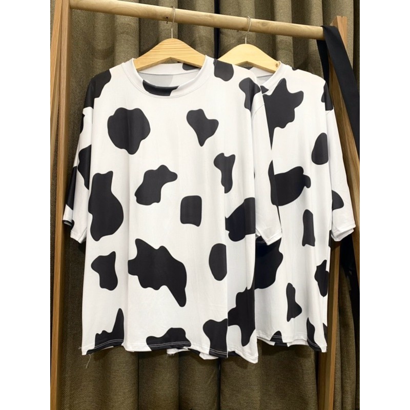 Áo thun unisex Phông Tay Lỡ Loang Màu Bò Sữa Dáng Rộng Nam Nữ