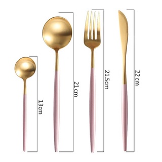 Set 4 món dao, dĩa, thìa đũa – inox mạ vàng cao cấp - phong cách Âu [Phụ kiện bàn ăn sang trọng]