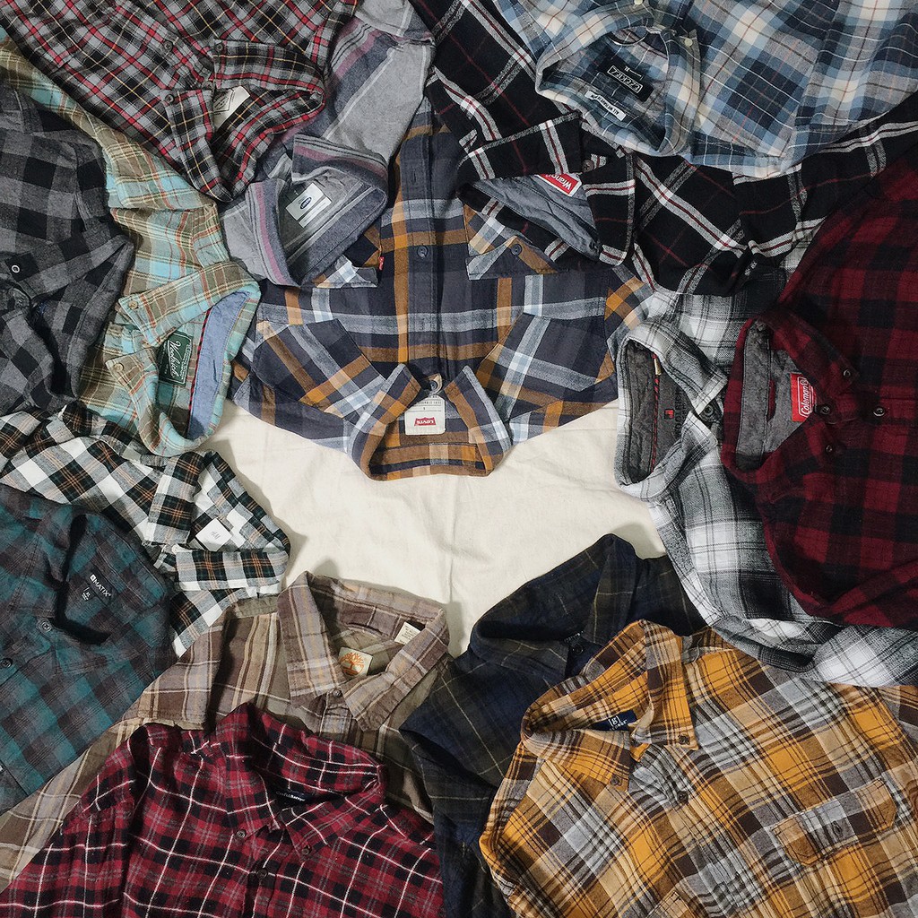 [Hàng 2hand loại 1] 𝐅𝐋𝐀𝐍𝐍𝐄𝐋 𝗦𝗵𝗶𝗿𝘁 🔥Flannel Shirt Unisex mới 90-99%🔥 Sơ mi dạ kẻ Vintage | BigBuy360 - bigbuy360.vn