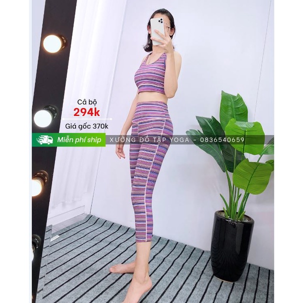 🌸🌸 Ảnh thật 100% 🌸🌸 - SET ĐỒ TẬP NỮ- Yoga, Gym, Aerobica - Bộ tập gym lửng lưng 3 lỗ 🌸🌸