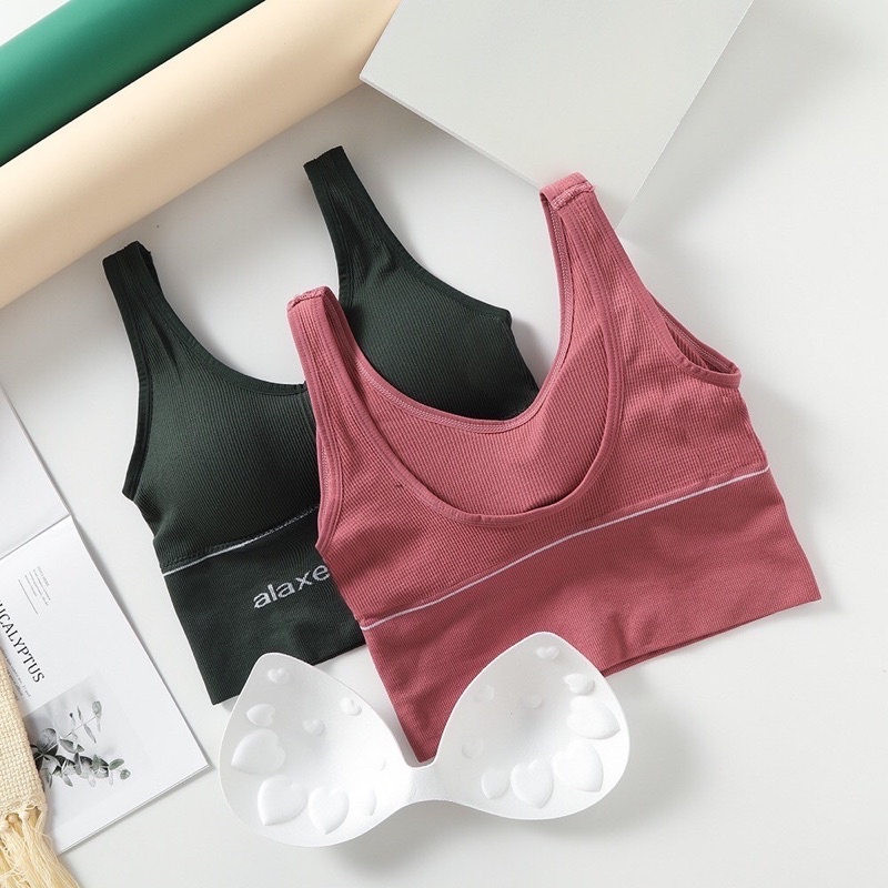 Áo bra nữa thể thao croptop cotton tập gym goga Alaxendre 938