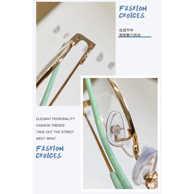 Mắt kính gọng kim loại tròn chống bức xạ phong cách Retro Hàn Quốc