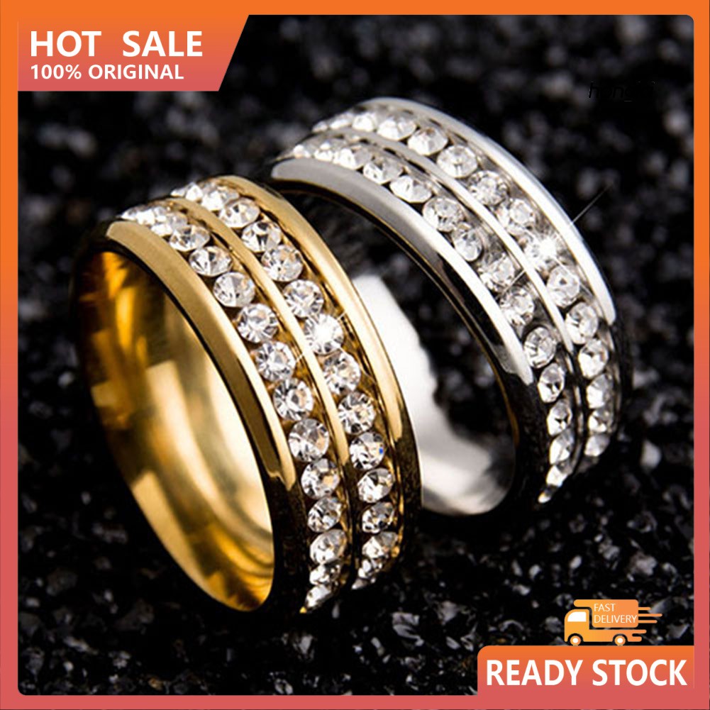 Nhẫn Titan Đính Đá Thời Trang Cho Nam Nữ