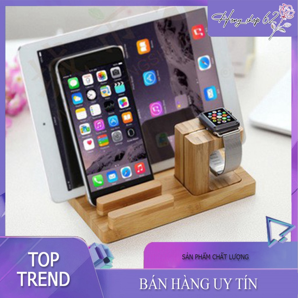 Giá đỡ đế Sạc Apple Watch Ipad Iphone bằng gỗ