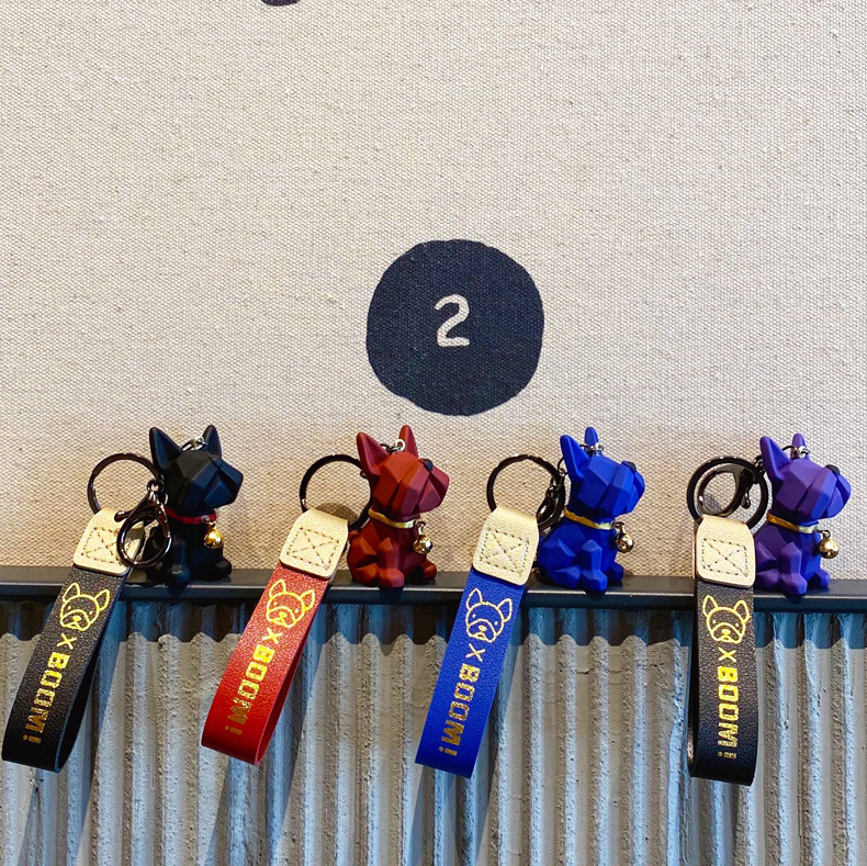 Móc Khóa Gắn Mặt Dây Hình Cún Bull Đeo Túi Xách Đáng Yêu