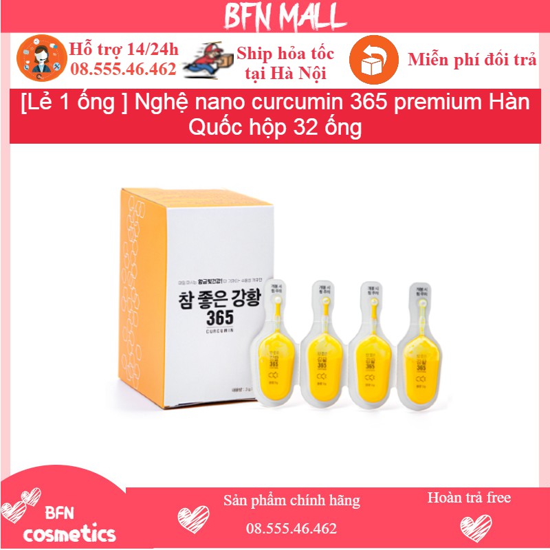 Lẻ Ống Nghệ nano curcumin 365 premium Hàn Quốc hộp 32 ống