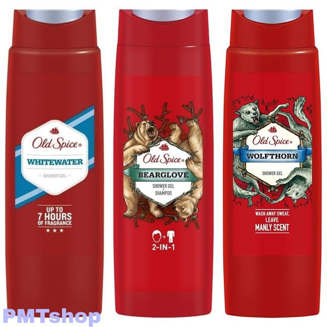 [USA] Sữa Tắm gội 2in1 dạng gel Old Spice 250ml Bearglove, Whitewater, Wolfthorn hương nam tính quyến rũ - Mỹ