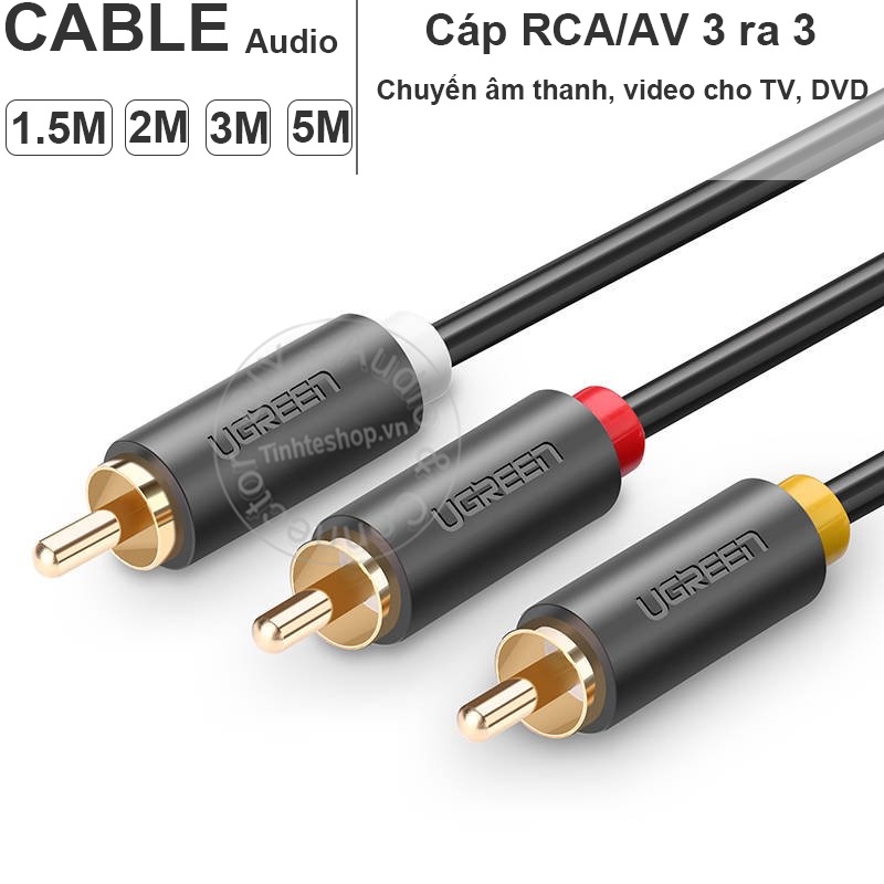Dây AV 3 ra 3 Ugreen AV105 1.5M đến 3M - Cáp RCA ra RCA