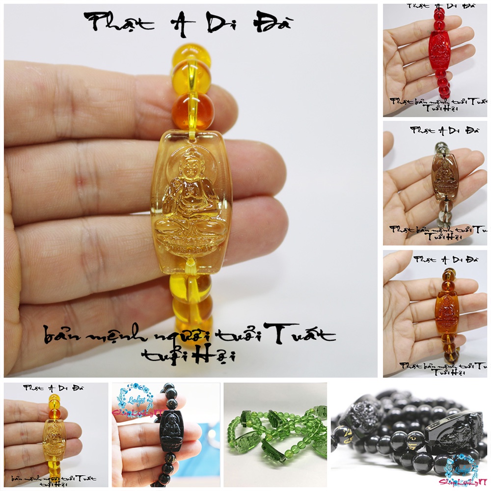 TẶNG kèm dây dự phòng - Vòng tay mặt phật A Di Đà - Phật bản mệnh người tuổi Tuất và tuổi Hợi