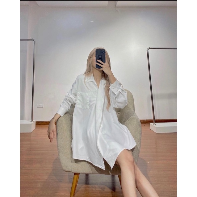 Áo sơ mi 1 túi oversize cách điệu