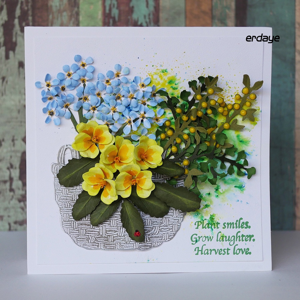 Set khuôn cắt giấy làm từ kim loại hình hoa trang trí scrapbook