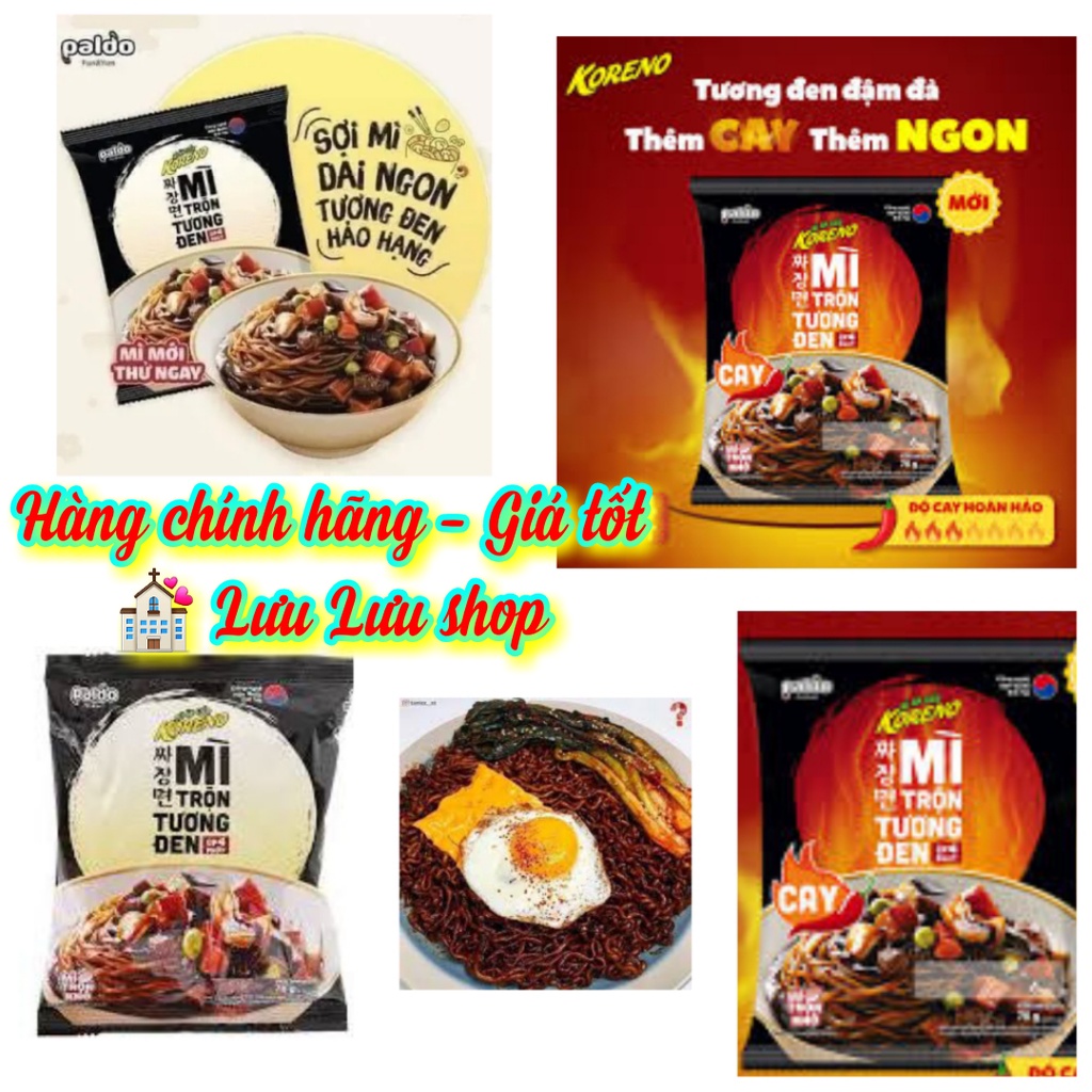 Mì trộn tương đen Koreno sợi mì ăn liền gói 78gr 2 vị