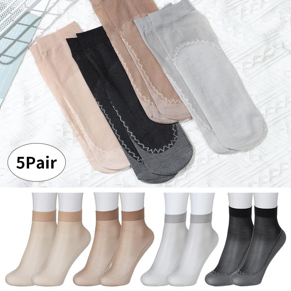 ROWANS Bộ 10 Đôi Vớ Lụa Siêu Mỏng Co Giãn Mát Xa Chân Chống Trượt