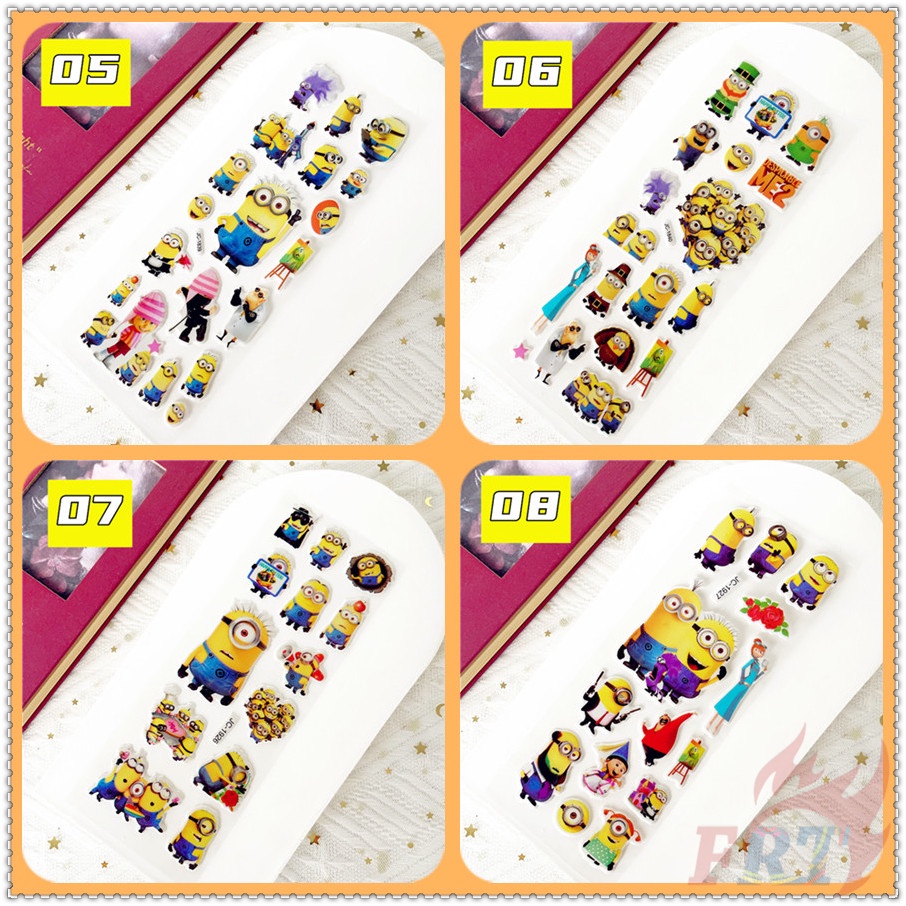 ❀ Hình Dán Phần Thưởng Tự Làm Minions Q-1 ❀ 1 Miếng Dán Bong Bóng 3D Bằng PVC Chống Nước