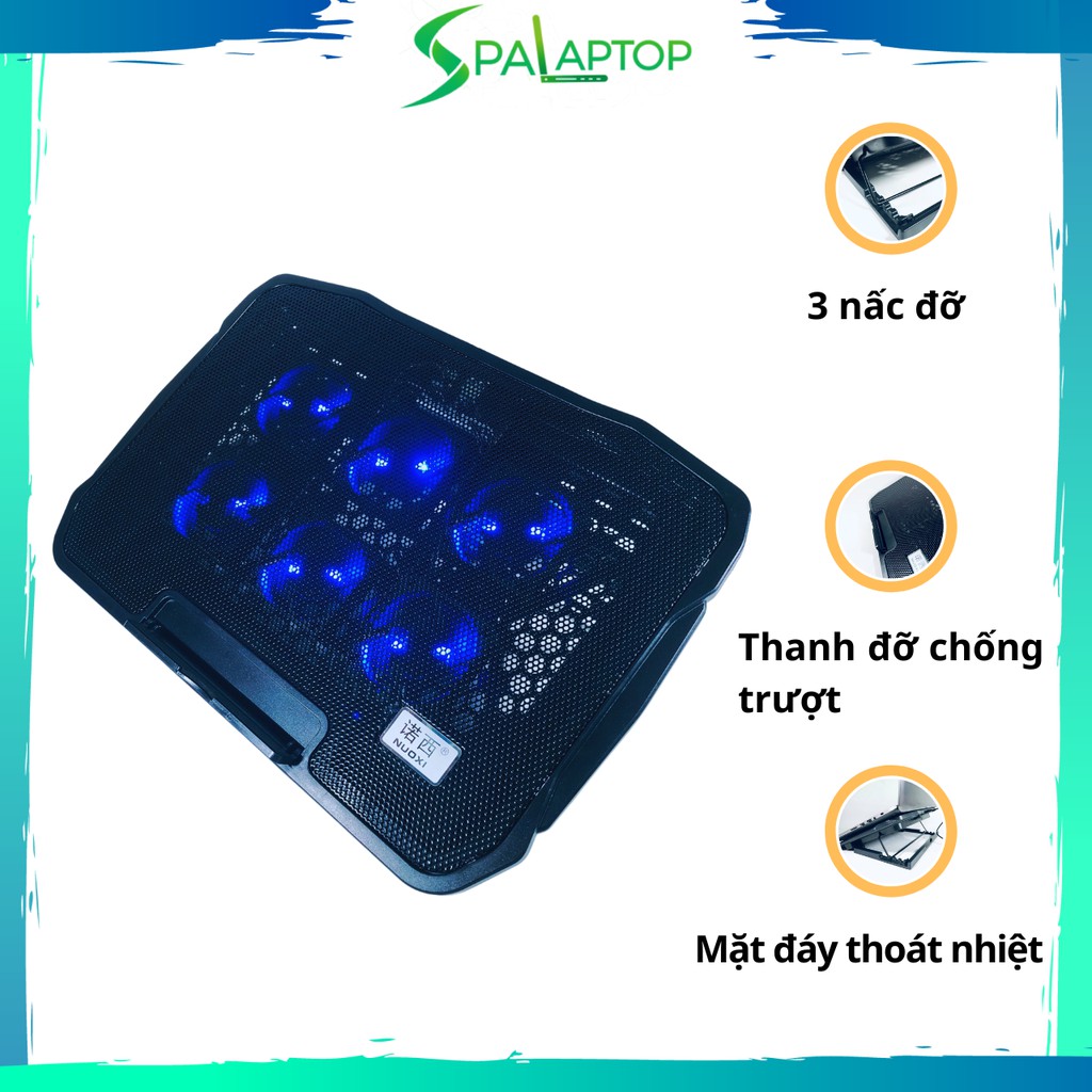 Đế Tản Nhiệt Laptop 6 Quạt Điều Chỉnh Lực Gió Kèm Giá Đỡ ⚡ Tiện Lợi Mát Nhanh ⚡ Spalaptop