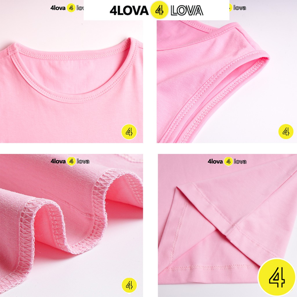 Bộ thun ba lỗ cotton size đại cho bé 4LOVA trơn basic hàng chính hãng từ 28 - 44 kg