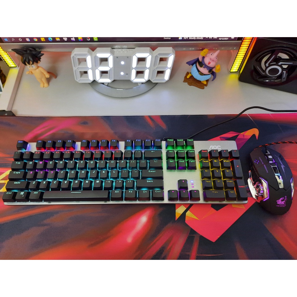 Bàn phím cơ AOC GK410 , phím cơ led Rainbow rất đẹp - Hàng chính hãng AOC