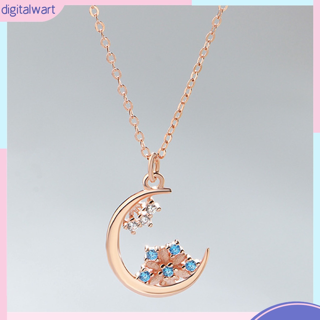 Vòng cổ Mặt Hình Mặt Trăng Và Bông Tuyết Đính Đá Chống Mài Mòn Phong Cách Hàn Quốc