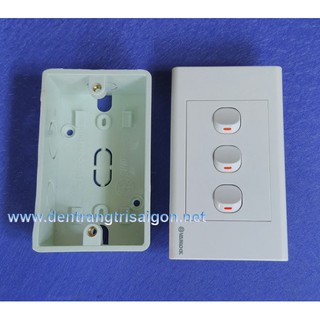COMBO Bộ 3 Công tắc + Mặt nạ (mặt 3) + Đế âm tường- SINO VANLOCK..