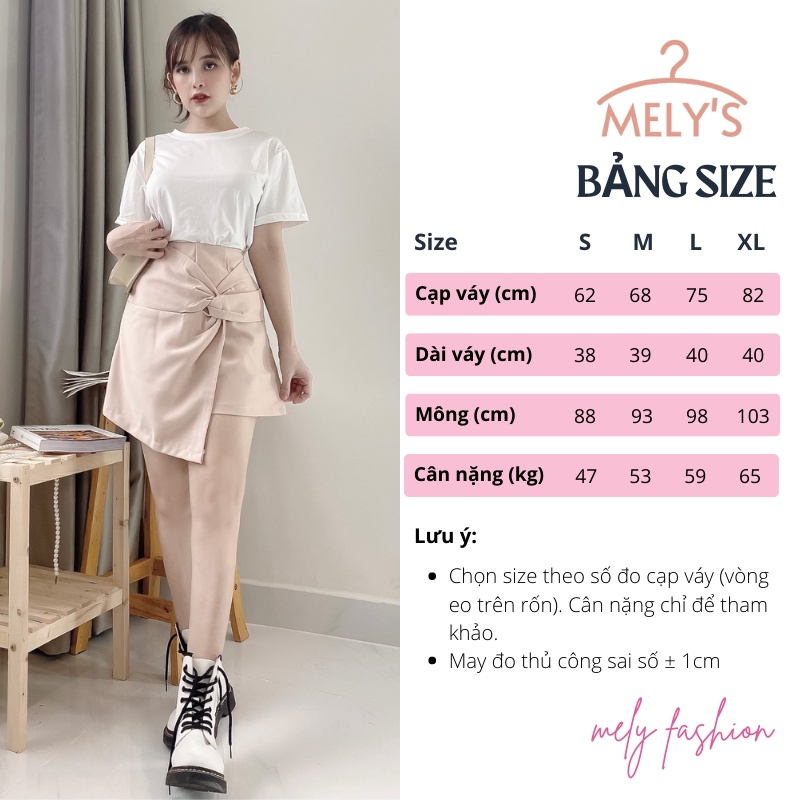 Quần giả váy ngắn chữ A cạp cao xoắn eo giấu bụng tôn dáng sang trọng Mely's Fashion CV13