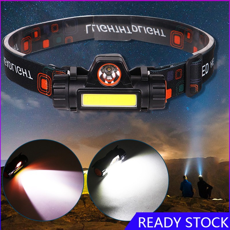 Đèn pin đội đầu bóng LED XPE + COB với công tắc + cáp sạc USB | BigBuy360 - bigbuy360.vn