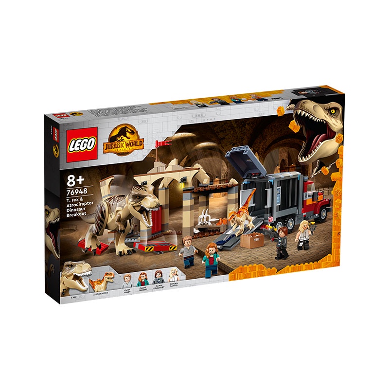 Đồ Chơi LEGO Khủng Long T. Rex &amp; Atrociraptor Tẩu Thoát 76948 (466 chi tiết)