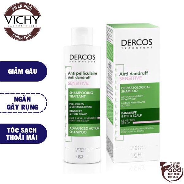 [200ml] Dầu Gội Giảm Gàu Dành Cho Da Đầu Dầu Và Nhạy Cảm Vichy Dercos Anti Dandruff Dermatological Shampoo