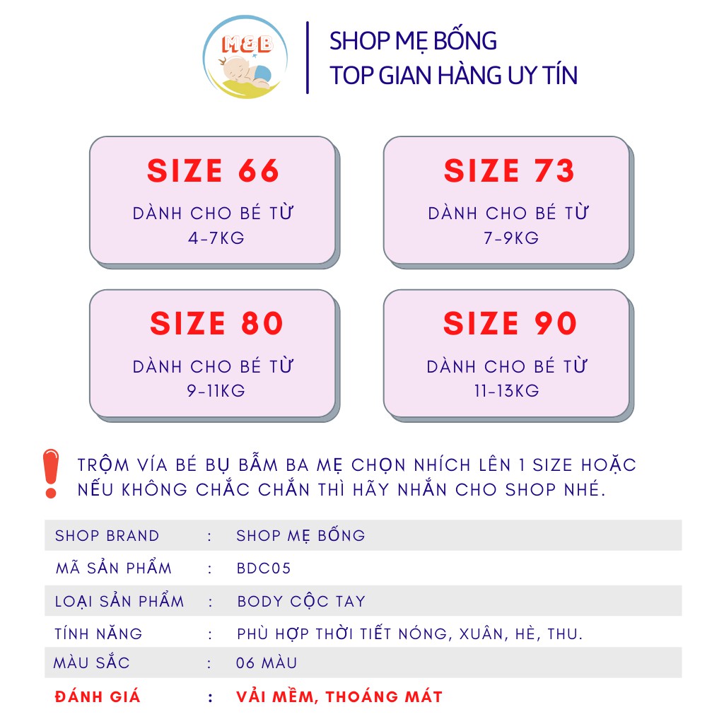 Body đùi cho bé trai gái sơ sinh cộc tay bodysuit cho bé hàng QC xuất Hàn đẹp in hình ngộ nghĩnh từ 4-14kg - BDC05