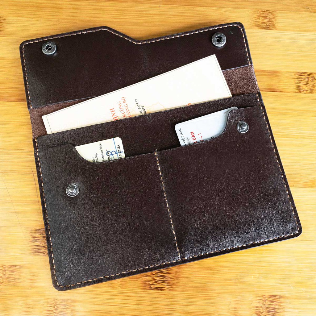 Túi đựng giấy tờ đăng kiểm xe ô tô - đồ da handmade - màu nâu - da bò nhập khẩu MC389