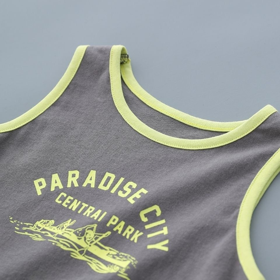 Bộ Ba Lỗ Sát Nách Bé Trai Đồ Bộ Hè Cho Bé In Chữ PARADISE CITY Set Bé Trai Chất Cotton Thoáng Mát - MOOBABY SHOP