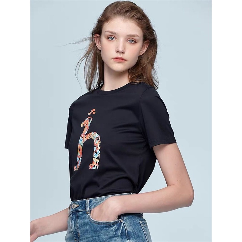 Áo Thun Cotton Ngắn Tay In logo Hazzys Thời Trang Cho Nữ