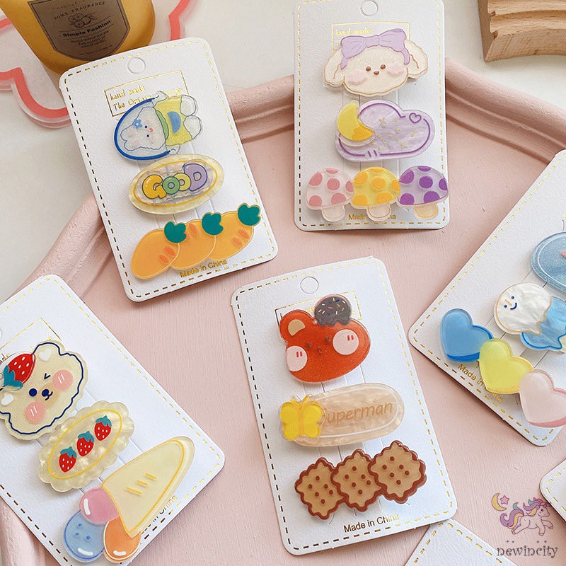 Kẹp tóc màu kẹo họa tiết hoạt hình phong cách Hàn Quốc đáng yêu dành cho bé gái