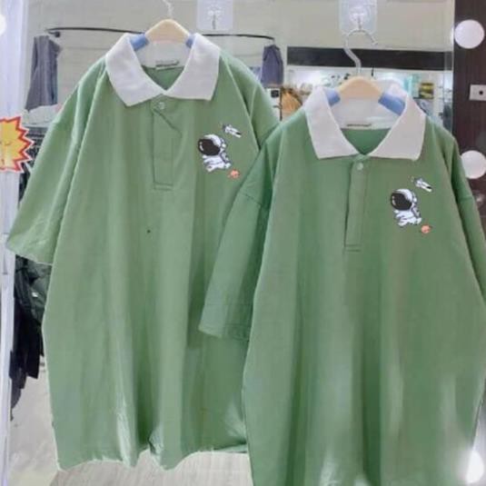 Áo thun POLO nữ tay lỡ có cổ phông form rộng freesize unisex mặc đi học, cặp, nhóm, lớp in hình PHG trắng 👕 ea