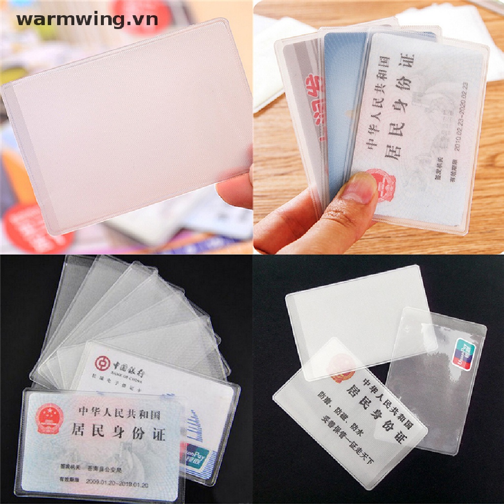 10 Túi bảo vệ thẻ tín dụng / ID / danh thiếp bằng PVC mặt nhám trong suốt