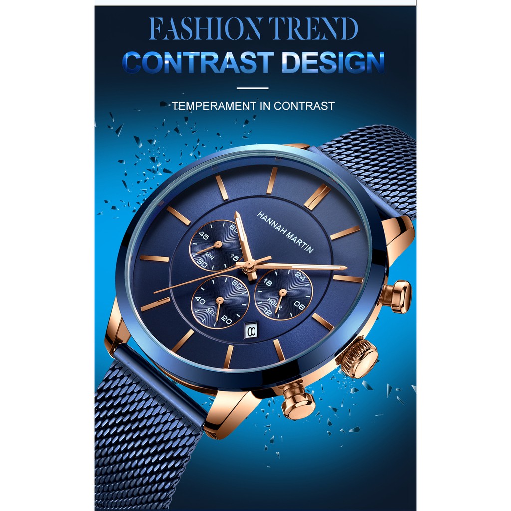 Đồng hồ nam HANNAH MARTIN chính hãng - model HM-120 - chống nước tốt - bảo hành 1 năm | BigBuy360 - bigbuy360.vn
