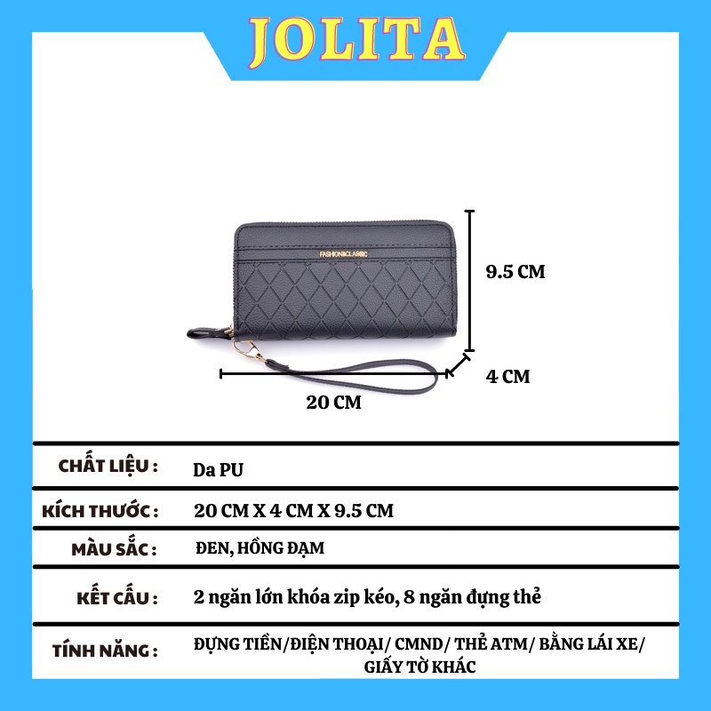 Ví dài 2 ngăn cầm tay nhiều ngăn dễ thương cao cấp đựng tiền thời trang Hàn Quốc giá rẻ JOLITA VDCT19