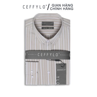 Áo Sơ Mi Nam Họa Tiết Kẻ Sọc Ghi 1 CEFFYLO, Vải Cotton Mềm Mịn, Form Chuẩn
