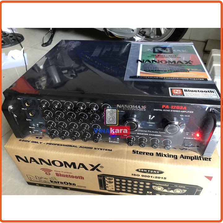 Amply Karaoke Nanomax PA-1203A Chính hãng + tặng 10 mét dây loa cao cấp