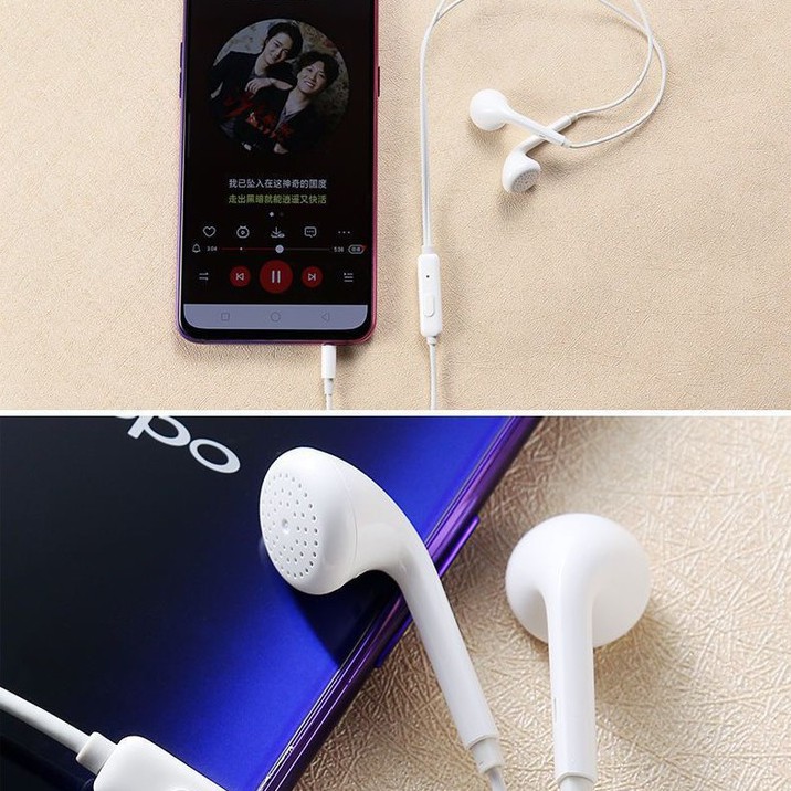 Tai nghe Oppo Zin bóc máy chính hãng màu trắng Bass treble cực ấm, có míc đàm thoại cao cấp [R9]