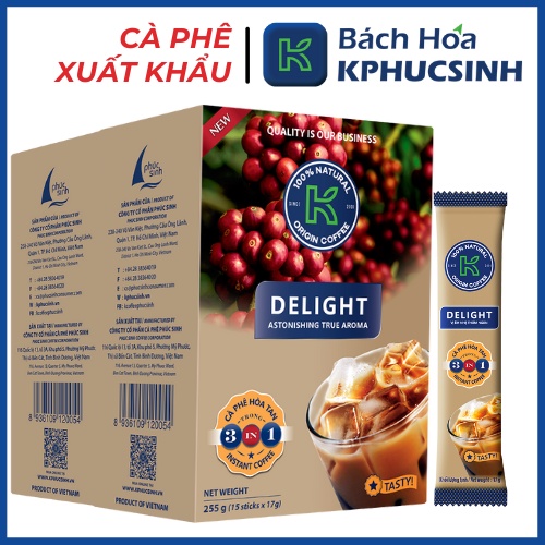 Cà Phê Sữa Hòa Tan K Delight 3in1 255g (Hộp 15 gói x 17g) Thơm Ngon Đậm Vị - Thương Hiệu K Coffee | BigBuy360 - bigbuy360.vn