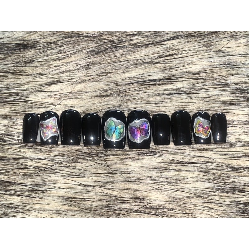 [NailBox] Móng úp thiết kế ẩn bướm viền metan