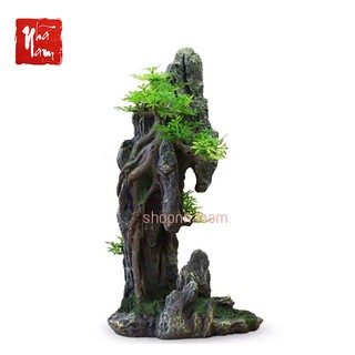 Mô hình non bộ cây cổ thụ lũa bể cá thủy sinh