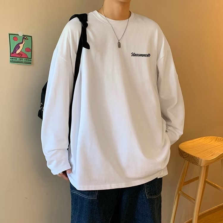 Áo Thun Tay Dài Dáng Rộng In Chữ Phong Cách Hàn Quốc Thời Trang Cho Nam Và Nữ Size M-5XL